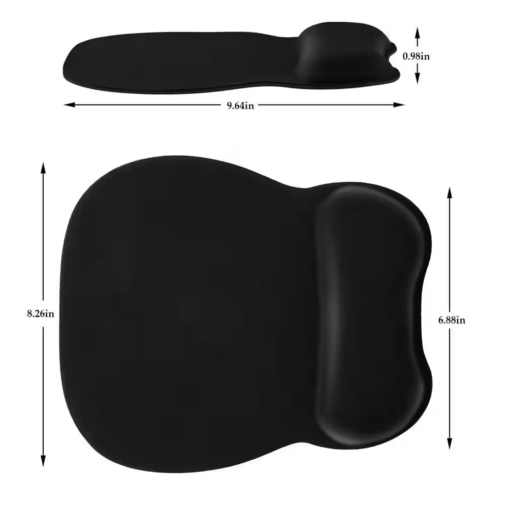 Black Ergonomic Mouse Pad with Wrist Support 1-Pack and Memory Foam Wrist Rest and Non-Slip Base for Computer, Cafe,Home