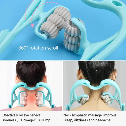 Plastic Pressure Point Therapy Neck Massager and Hand Roller for Neck and Shoulder Relief