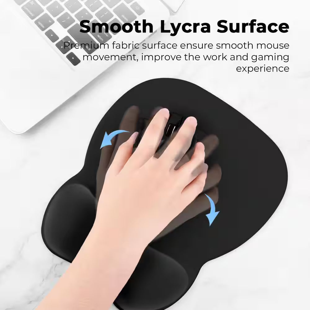 Black Ergonomic Mouse Pad with Wrist Support 1-Pack and Memory Foam Wrist Rest and Non-Slip Base for Computer, Cafe,Home