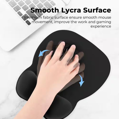 Black Ergonomic Mouse Pad with Wrist Support 1-Pack and Memory Foam Wrist Rest and Non-Slip Base for Computer, Cafe,Home