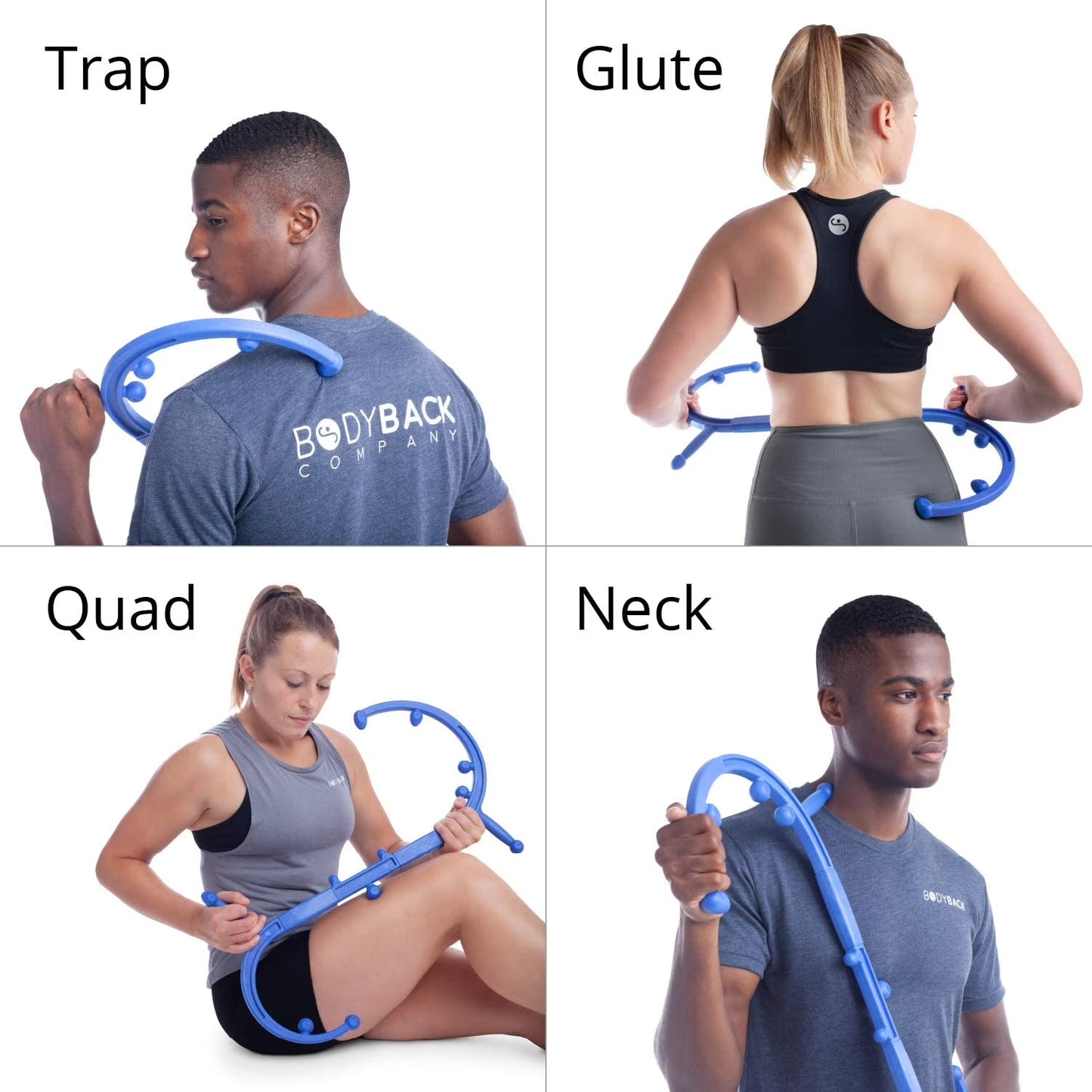 Buddy Elite Handheld Manual Massage Cane - USA Made Full Body Pressure & Trigger Point Massage Tool for Deep Tissue Pain Relief with Dual Massage Hooks for Back, Shoulder, and Neck (2.1 Blue)