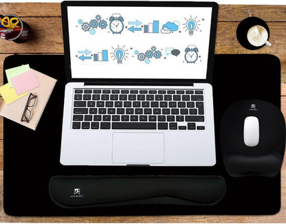 Ergonomic Memory Foam Keyboard Wrist Rest and Large Mouse Pad Combination for Home Office and Gaming - Black