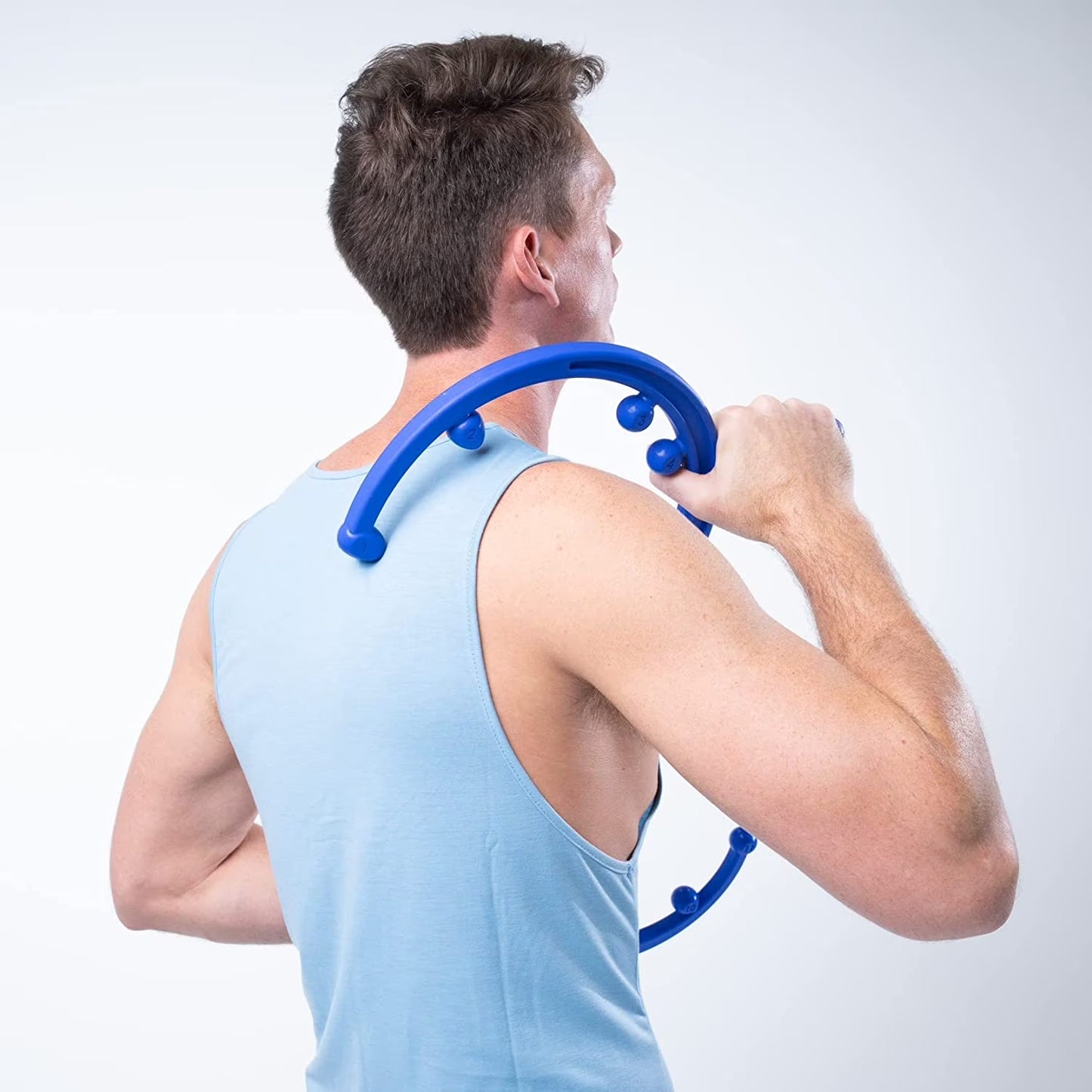 Buddy Elite Handheld Manual Massage Cane - USA Made Full Body Pressure & Trigger Point Massage Tool for Deep Tissue Pain Relief with Dual Massage Hooks for Back, Shoulder, and Neck (2.1 Blue)