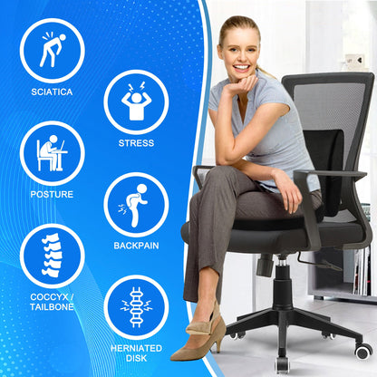 Memory Foam Seat and Lumbar Support Cushion for Tailbone and Hip Pain Relief - Perfect for Office, Car, and Wheelchair Use