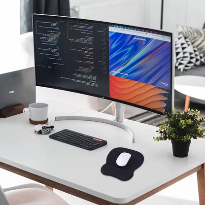 Black Ergonomic Mouse Pad with Wrist Support 1-Pack and Memory Foam Wrist Rest and Non-Slip Base for Computer, Cafe,Home