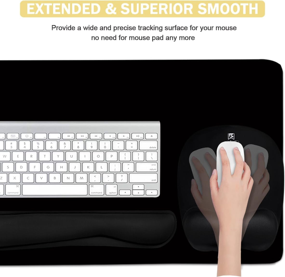 Ergonomic Memory Foam Keyboard Wrist Rest and Large Mouse Pad Combination for Home Office and Gaming - Black