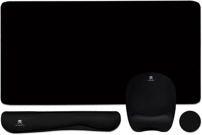 Ergonomic Memory Foam Keyboard Wrist Rest and Large Mouse Pad Combination for Home Office and Gaming - Black